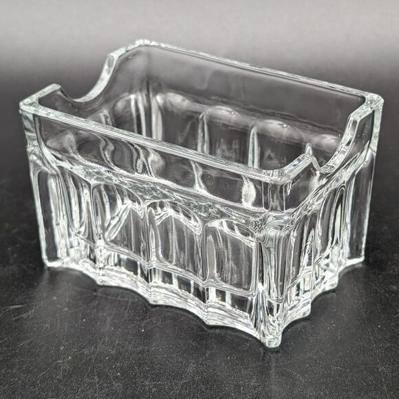 Sugar Packet Holder Clear Glass Ribbed Sweetener Caddy Diner Restaurant Table - Picture 1 of 9